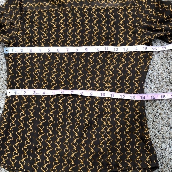 MICHAEL Michael Kors Chain Link Button Up Blouse Brown Gold XS - Picture 5 of 9